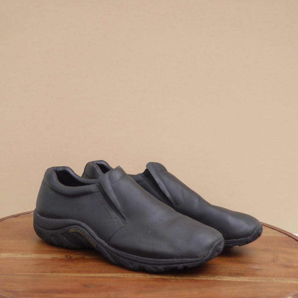 Merrell Mens Jungle Moc Leather Midnight Black Slip On Shoes Size 15 J60889